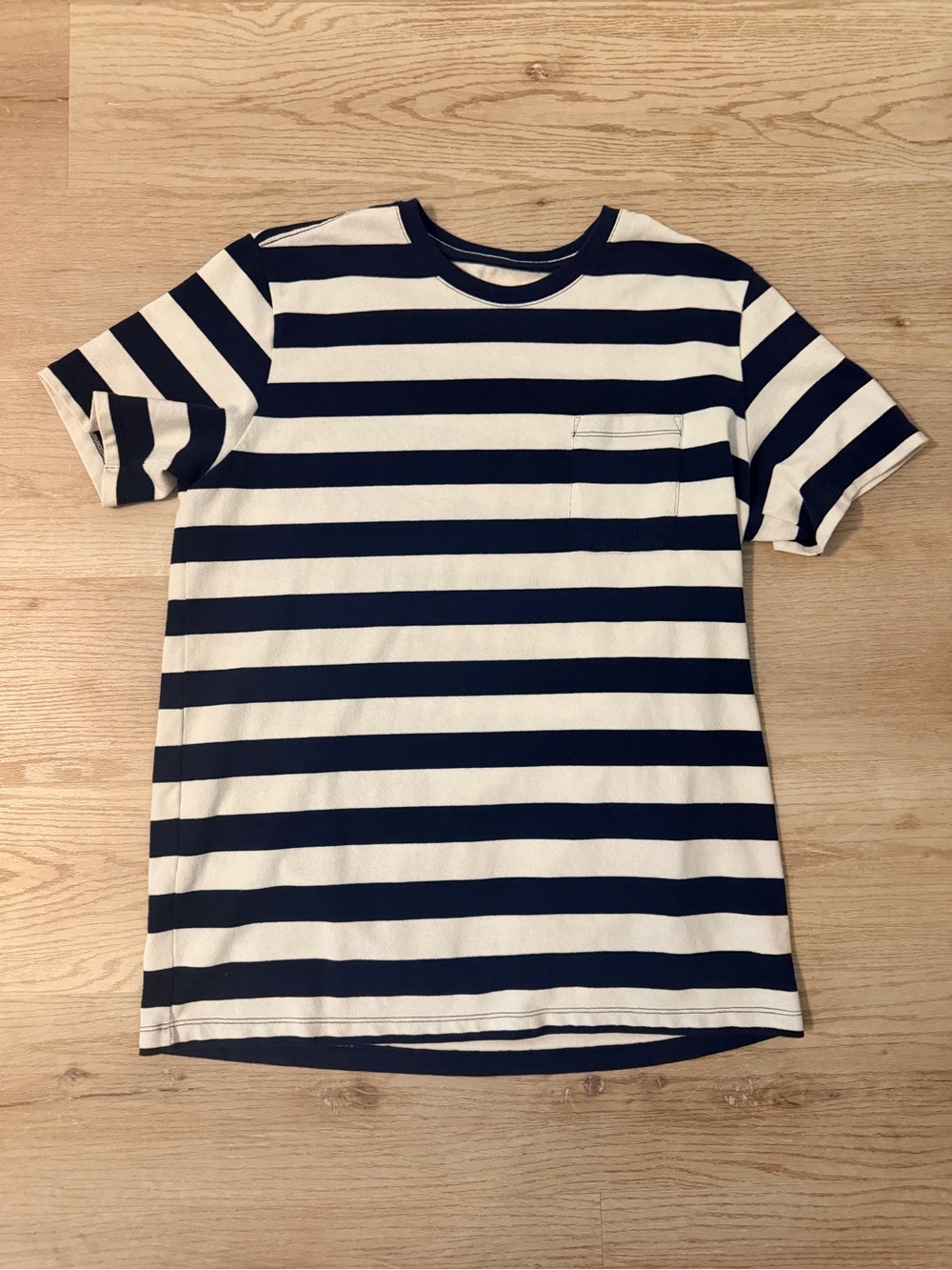 Taylor Stitch Navy & White Striped Pocket Tee
